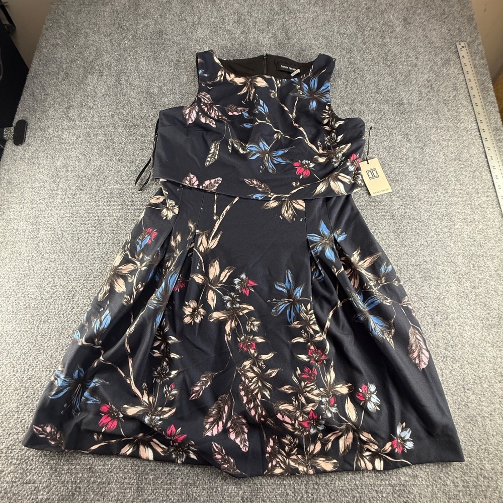 Ivanka Trump Womens Floral Popover Fit & Flare Cocktail Dress Black ID6N9DAB 16